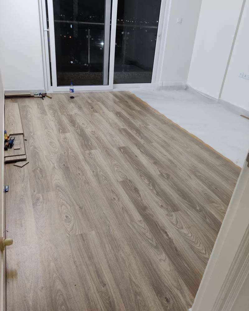 Wooden plank flooring in a Bangalore home