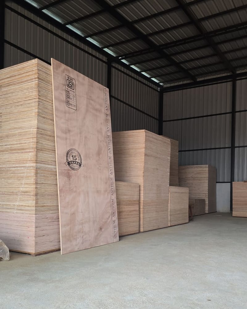 Plywood sheets stacked at the depot