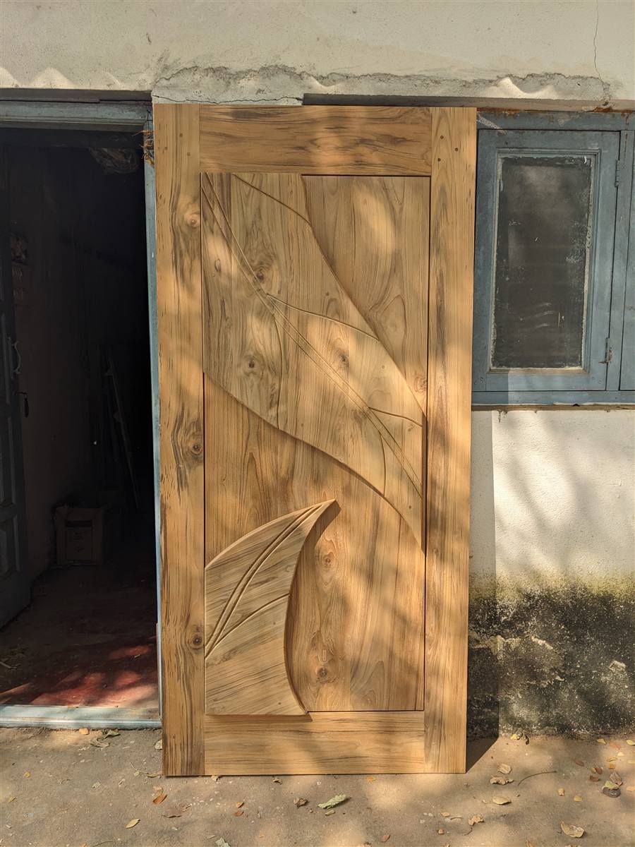 Hand-carved teak door